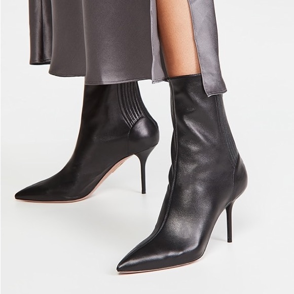 AQUAZZURA Saint Honore Leather Booties 85mm Black Size 40 US 10 NIB - Picture 2 of 6